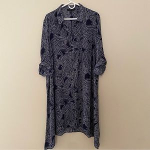 Fred David Blue & White Paisley Dress Size 2x
